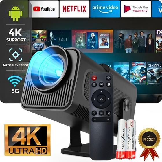 Projetor Inteligente Hy320 Pró 690 ANSI 5G Smart 4K Wifi 6 Bluetooth 5.0 Android 11 - Norotech Eletrônicos