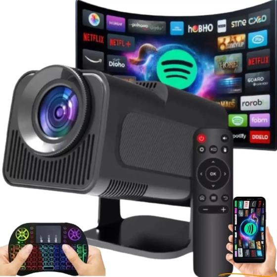 Imagem de Projetor Inteligente Smart 4K Lançamento 2024 Hy320 Portátil auto ajustável, Wifi Bluetooth, 150 polegadas, Android iOs, Full HD  Smart Projetor
