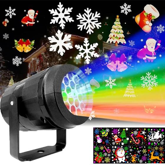 Imagem de Projetor Led Desenhos Natalinos Laser decoração de natal luz colorida rotativa Lâmpada canhão Festas