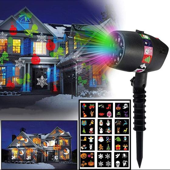 Imagem de Projetor Led Holografico Luz Natal Natalino USB ou Tomada 12 Slides Jardim Casa Festa