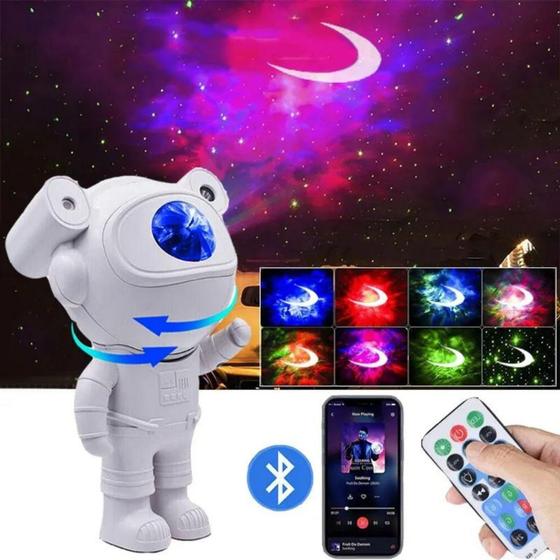 Imagem de Projetor Led Noturno Galáxia Robo Astronauta Com Bluetooth Musicas Bivolt