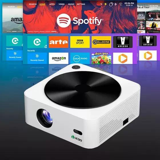 Projetor LED Portátil Full HD 1920x1080 Wi-Fi Bluetooth 4K 12000 Lúmens Vedo Menor preço em Projetor LED Portátil Full HD 1920x1080 Wi-Fi Bluetooth 4K 12000 Lúmens Vedo
