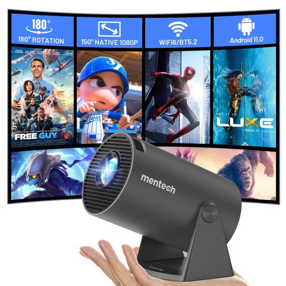 Imagem de Projetor Mentech Mini 150 WiFi - Android TV 11.0 com Bluetooth