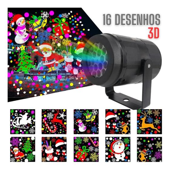 Imagem de Projetor Natalino Led Natal 16 Desenhos 3d Laser Decoracao Casa Loja Arvore de Natal Portatil Bivolt