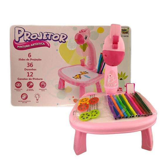 Imagem de Projetor Para Desenho Infantil Mesa Pintura Girafa Rosa