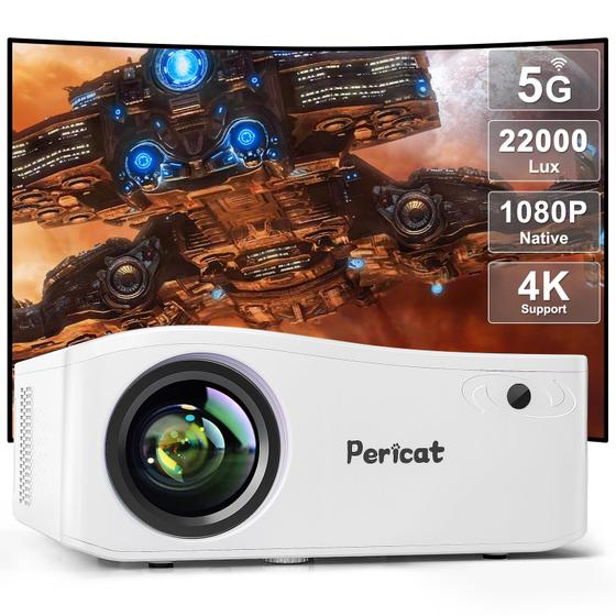 Imagem de Projetor Pericat 5G WiFi Bluetooth 1080P 22000lm 4K 350cm