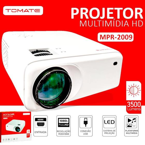 Projetor Tomate Mpr 2009 3500 Lumens Hdmi Vídeo Full Hd Menor preço em Projetor Tomate Mpr 2009 3500 Lumens Hdmi Vídeo Full Hd