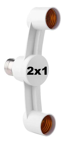 Prolongador Adaptador Extensor Bocal Lâmpada E27 - 2 Lâmpadas - 2x1 - 2 em 1 - Duplo Menor preço em Prolongador Adaptador Extensor Bocal Lâmpada E27 - 2 Lâmpadas - 2x1 - 2 em 1 - Duplo