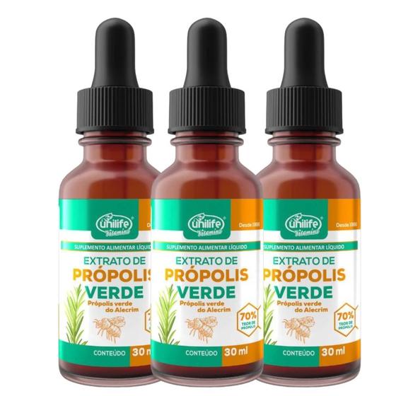 Imagem de Própolis Verde do Alecrim Extrato de 30ml Unilife kit com 3