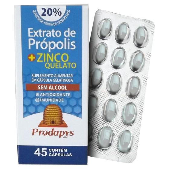 Própolis + Zinco Quelato - Suplemento Alimentar 45 cápsulas sem Álcool Menor preço em Própolis + Zinco Quelato - Suplemento Alimentar 45 cápsulas sem Álcool