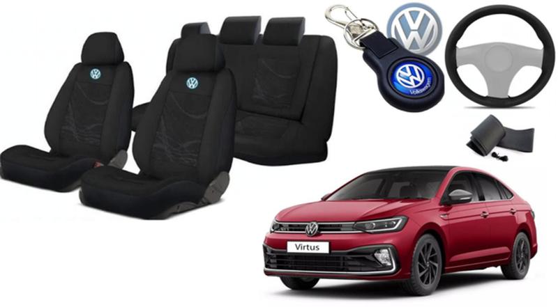 Imagem de Proteção Total: Capas para Bancos Virtus 2018-2023 + Volante e Chaveiro VW