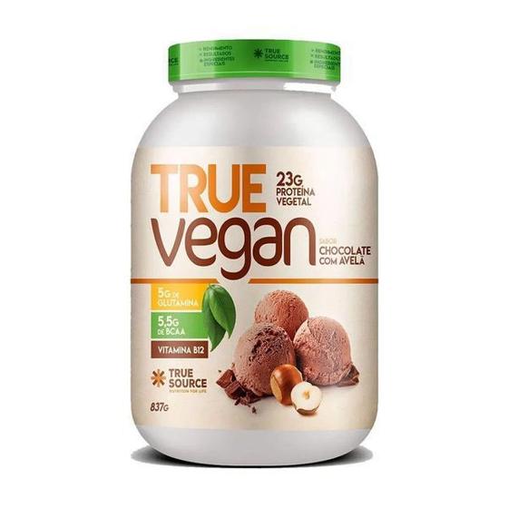 Imagem de Proteína vegana true vegan chocolate com avelã 837g - True Source