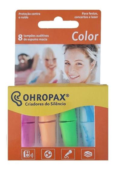 Imagem de Protetor Auricular Ohropax Color 4 Pares Nível de Proteção 35db Pares Coloridos e Macios