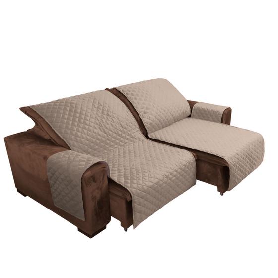 Imagem de Protetor capa de para sofá king reclinável 2,40m x 2,40m com porta objetos modelo elegance