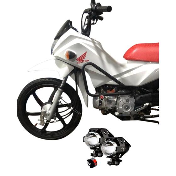 Imagem de Protetor De Carenagem Motor Honda Pop 110i ano 2015 à 2024 Slider Pedaleira e Farol Milha Led 21090