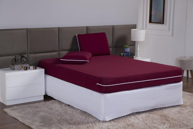 Imagem de Protetor de Colchão de Cama de Viúva 28cm e de Travesseiro Capa com Zíper em Malha Gel Resistente Lisa 2 pç