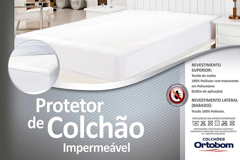 Imagem de Protetor de Colchão Impermeável Ortobom Queen 160cm x 200cm - Branco