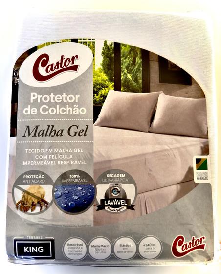 Imagem de Protetor de Colchão King Impermeável Malha Gel - Branco - 193x203x50cm - Castor