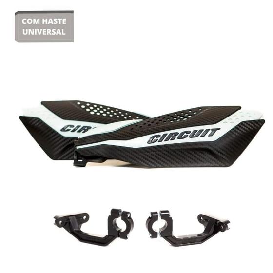 Imagem de Protetor de Mão Circuit - Dakar - Carbono e Branco - Modelo Universal - Big Trail - Off Road - Trail Média - Urbanas
