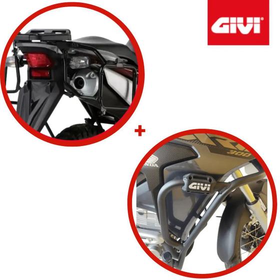 Protetor de Motor e Carenagem + Suporte Baú Lateral Givi Honda Xre300 2019+ Menor preço em Protetor de Motor e Carenagem + Suporte Baú Lateral Givi Honda Xre300 2019+