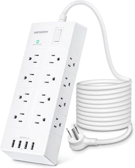 Imagem de Protetor de sobretensão Power Strip HANYCONY 16 tomadas com 4 USB