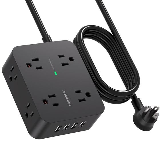 Imagem de Protetor de sobretensão Power Strip HANYCONY 8 tomadas 4 portas USB