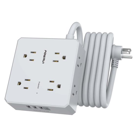 Imagem de Protetor de sobretensão Power Strip POWRUI de 10 pés com 8 tomadas e 4 USB