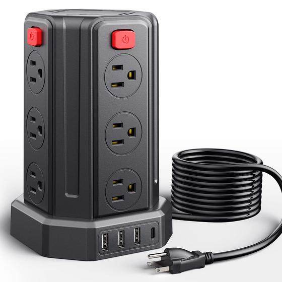 Imagem de Protetor de sobretensão Power Strip SMALLRT 12 tomadas AC 4 USB
