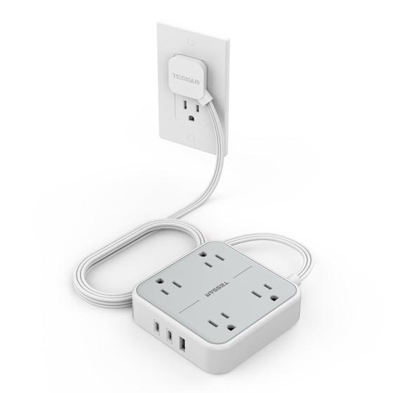 Imagem de Protetor de sobretensão Power Strip TESSAN de 1,5 m com 4 tomadas USB