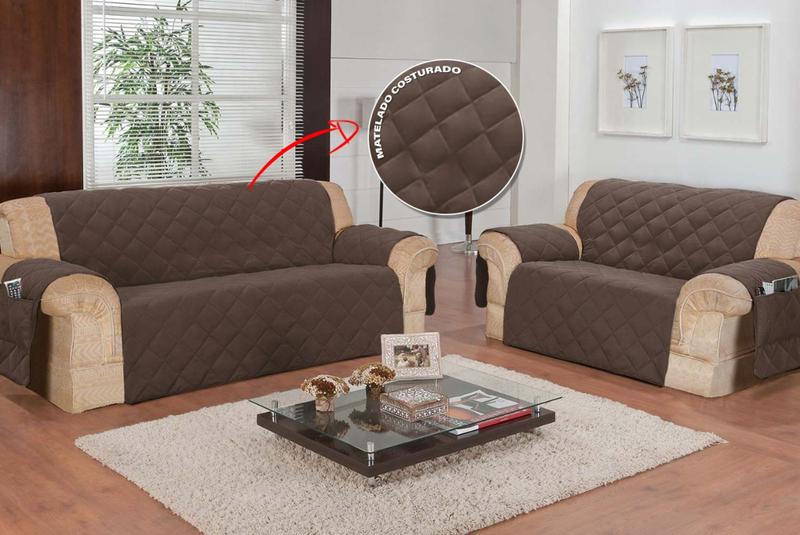 Imagem de Protetor de Sofá 3 e 2 Lugares Retratil com Porta Objetos Retratil 