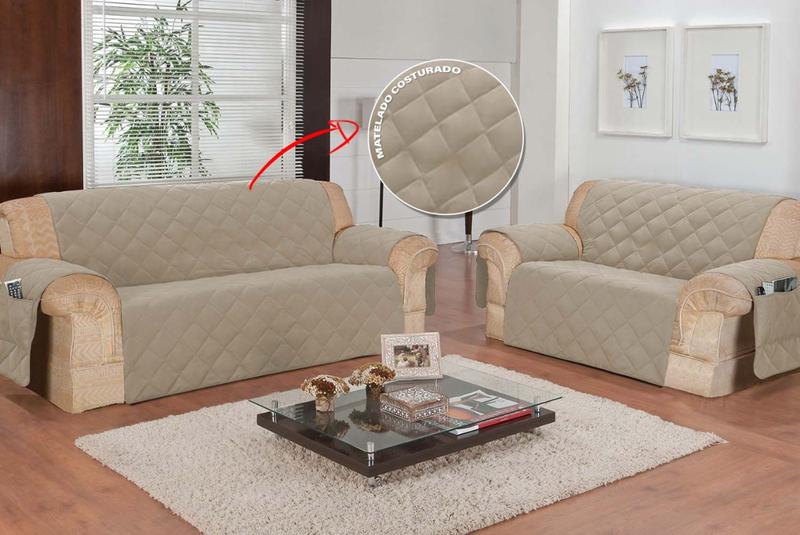 Imagem de Protetor de Sofá 3 e 2 Lugares Retratil com Porta Objetos Retratil 