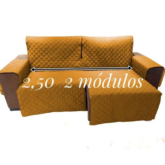 Imagem de protetor de sofa assento 2,50 2 módulos retrátil e reclinável forrado(medida total do sofa 3,00 2modulos)