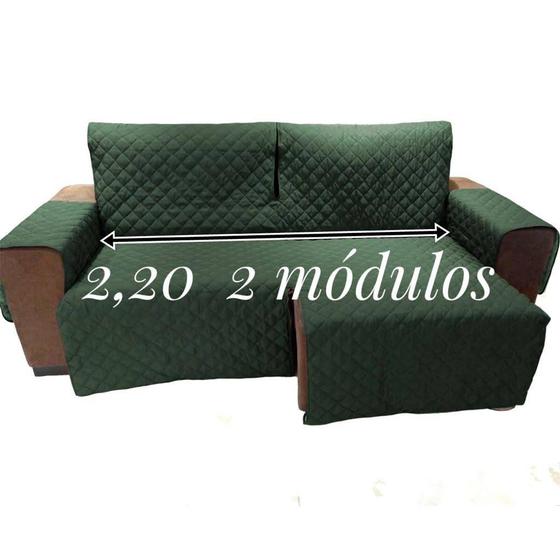 Imagem de protetor de sofá assento sem contar os braços 2,20 2 módulos retrátil e reclinável forrado com fixador no encosto
