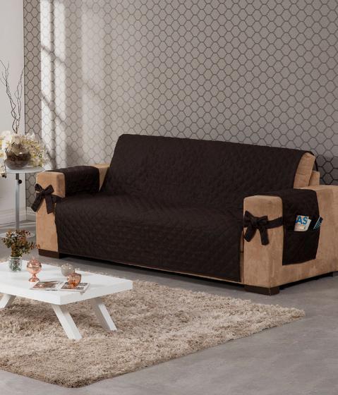 Imagem de Protetor de sofá avulso 3 lugares com porta objetos e laço cores variadas