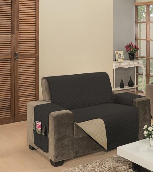 Imagem de Protetor De Sofa Dupla Face Impermeavel 4Lugares Caqui/Palha