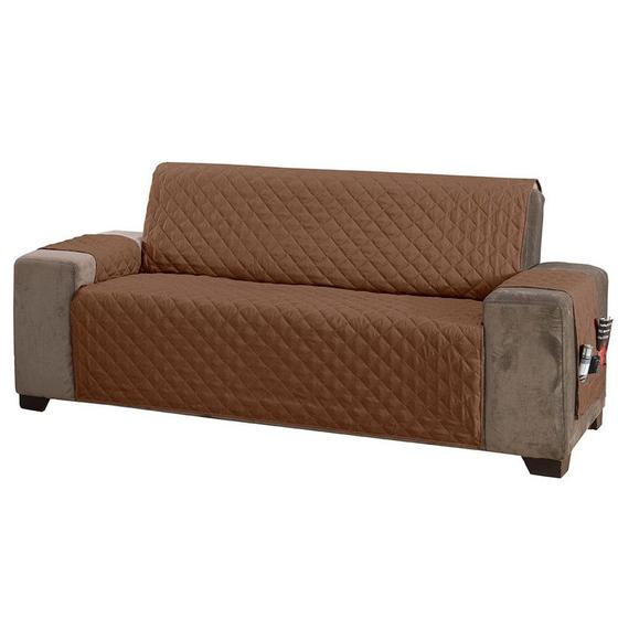 Imagem de Protetor de Sofá King 4 Lugares Matelado Com Bolso Porta Controle Sala Confortável Pet