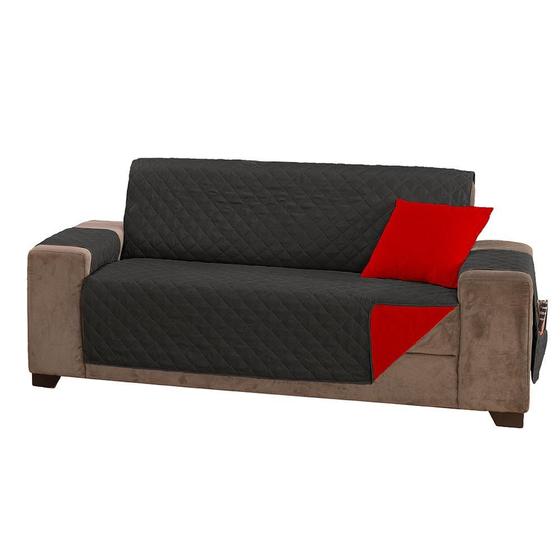 Imagem de Protetor de Sofá Manu 3 Lugares Padrão Dupla Face Com Bolsos