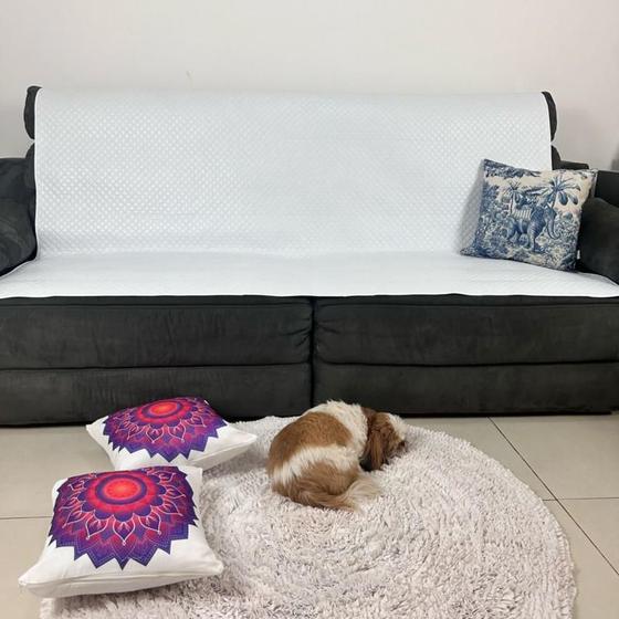 Imagem de Protetor De Sofá Pet 100% Impermeável Cor Branco 200cm X 140cm