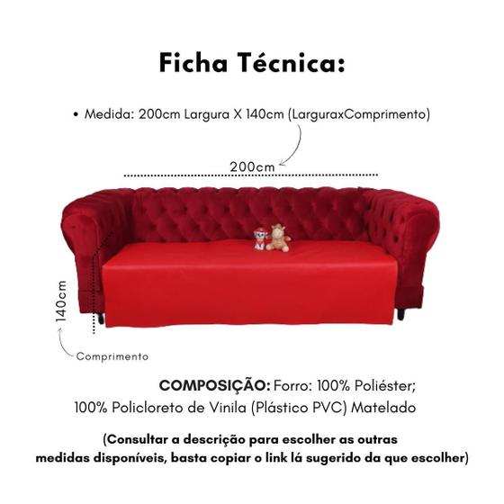 Imagem de Protetor De Sofá Pet 100% Impermeável Vermelha 200Cm X 140Cm