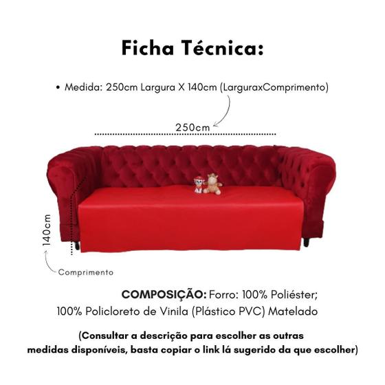 Imagem de Protetor De Sofá Pet 100% Impermeável Vermelho 250Cm X 140Cm