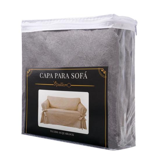 Imagem de Protetor de Sofá Super Luxo 3 Lugares Tecido 100% Impermeável Capa Sofa Lisa Acquablock Karsten Pet