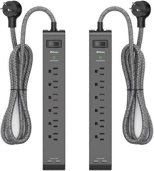 Imagem de Protetor de Surtos Mifaso de 12 Pés - 6 Tomadas e 2 USB