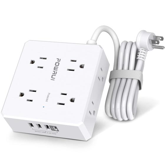 Imagem de Protetor de Surtos POWRUI com 8 Tomadas e 4 Portas USB