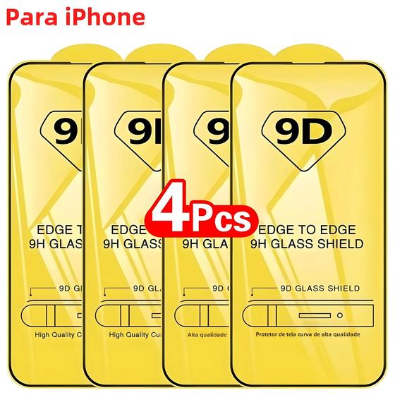 Imagem de Protetor de Tela 9D de Vidro Temperado para iPhone 15, 14, 13, 12, 11, Pro Max e XR