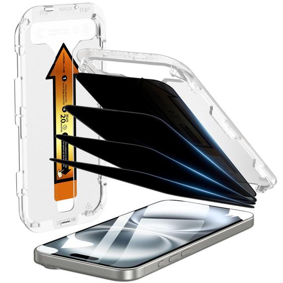 Imagem de Protetor de Tela de Privacidade MRGLAS para iPhone 16 Plus - Pacote com 4
