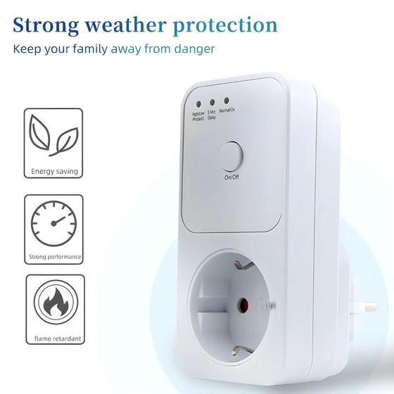Imagem de Protetor de Tensão para Refrigerador 220V (Plugue UE) - Com Relé Automático