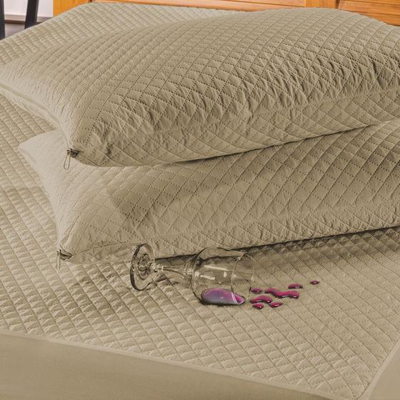 Imagem de Protetor de Travesseiro Impermeável Matelado Ultra Sônico 1 Peça - Cáqui