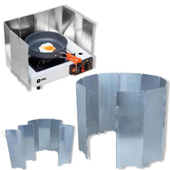 Imagem de Protetor de Vento para Fogareiro em Aluminio Nautika Dobravel Escudo Contra Vento Ntk Camping