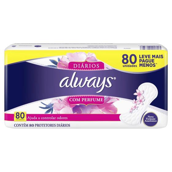 Protetor Diário Always Com Perfume 80 Unidades Menor preço em Protetor Diário Always Com Perfume 80 Unidades