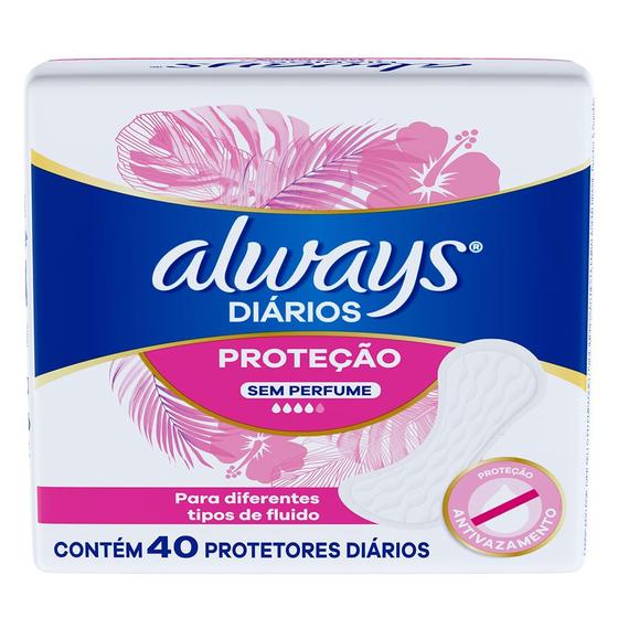 Imagem de Protetor Diário Always Sem Perfume Com 40 Unidades